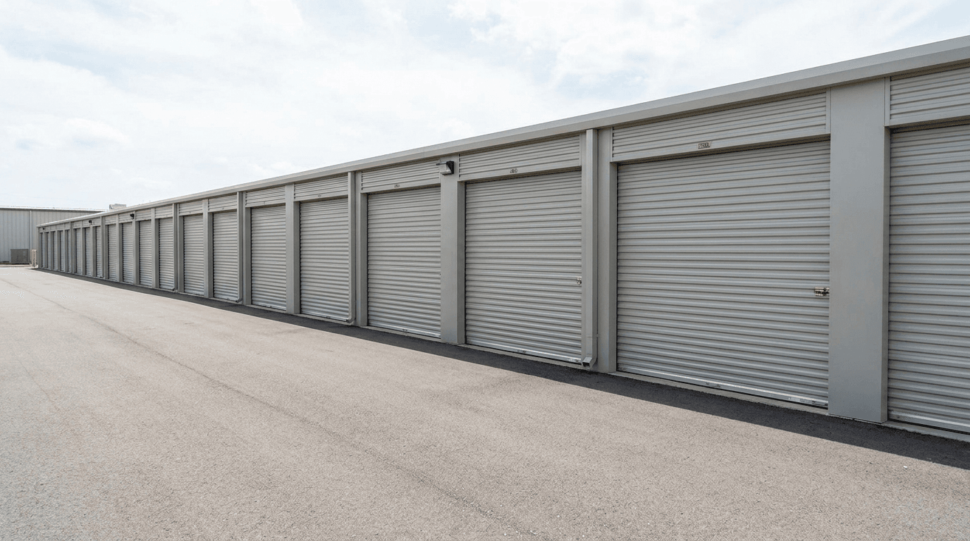 Row of available self-storage units